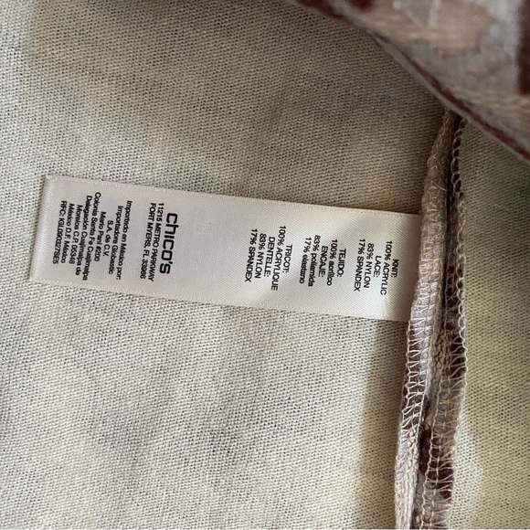 Chico’s Zebra Lace Zee Cardigan Sweater Brown/Cream Size 0= Size 4 - Picture 5 of 8